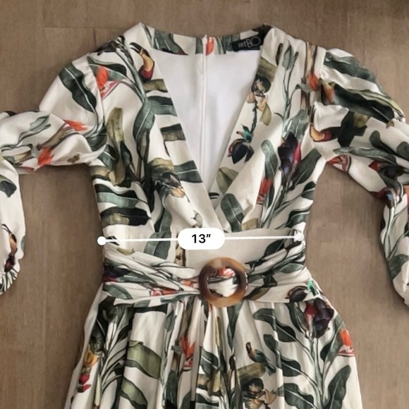 PatBo Hi-Lo Tropical Romper Dress - Size 6 - White and Green - Picture 14 of 14